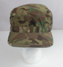 Camo Military With Stripes Pin Unisex Fitted Patrol Cadet Cap Size 7 5/8 - £15.50 GBP