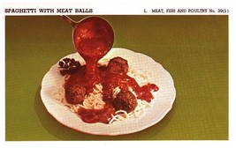 Vintage 1950 Spaghetti and Meatballs Print Cover 5x8 Crafts Food Decor - £8.02 GBP