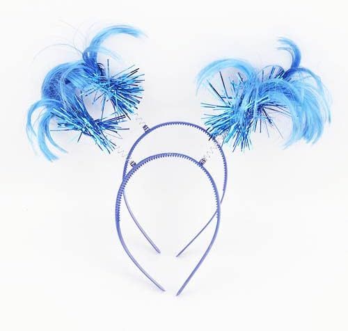 2 Pack Blue Ponytail Headband Feathers Head Bopper Party Accessory headband adul - $22.23