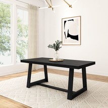 Plank+Beam 72 Inch Farmhouse Dining Table, Solid Wood Rustic, Black Wire... - $493.99