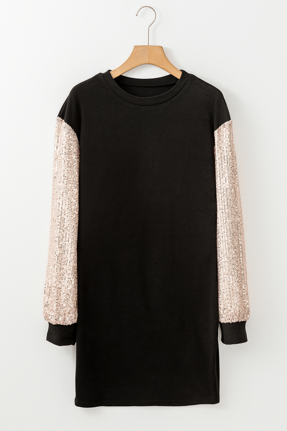 Black Sequin Puff Sleeve Shift Mini Dress Item image 3