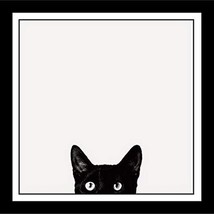 Framed Curiosity Cat By Jon Bertelli 11X11 Art Print Poster Wall Decor Black And - £34.74 GBP