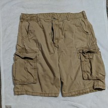 Levis Men&#39;s Cargo Shorts 34W Beige Tan Cotton Khaki Pockets Buttons - £15.20 GBP