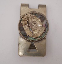 Taxco Mexico .925 Sterling Argent Alpaca Abalone Pince Aztèque Homme War... - $61.32