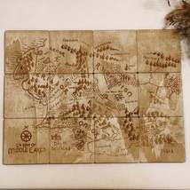 Set of 12 Middle Earth Map Wooden Coasters - Lord of The Rings - Handmade Gift - - £31.60 GBP