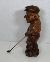 Vtg Hand Carved Wood Golfer With Golf Club Figure Statue  9&quot; - £22.03 GBP
