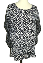 Lane Bryant Women&#39;s 18/20 Blouse Top Flutter Knit Pullover Black &amp; White - $19.99
