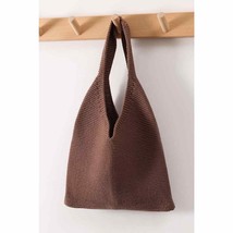 Knitting Fabric Solid Color Mini Handbag Mocha Coffee - $24.75