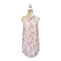 Aritzia Wilfred Crete Floral Chiffon Pleated Dress Size S Small Cream Pink - £47.47 GBP