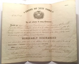 19th C Honorable Discharge NY 23rd Regt. National Guard  Col. John Partr... - $18.00