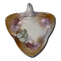 Vintage RS Germany Pink Flowers Floral Nappy Glass Dish Ceramic Handle - £9.03 GBP