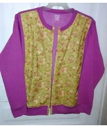Hanes Women&#39;s Long Sleeve Floral Design Front Sweatshirt Top Size LG - £11.61 GBP