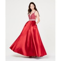 Say Yes to the Prom Juniors Jewel-Top Ballgown, Red, Size 11/12 - £60.97 GBP