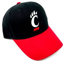National Cap MVP Cincinnati Bearcats Logo Black &amp; Red Curved Bill Adjustable Hat - £14.00 GBP