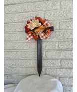 Rustic Fall Cemetery Cross – Handmade Grave Decoration with Autumn Flowers  - $25.00