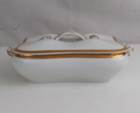 Haviland Limoges White &amp; Gold French Navy Anchor Rope Casserole Dish - $48.49
