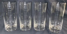 4 Vintage Glass Tumbler with Etched Circle Design 6.25” tall - £10.97 GBP