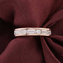 925 Silver Baguette Channel Set Wedding Band Baguette Channel Band Baguette Band - $330.00