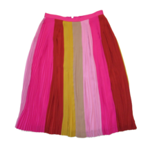 NWT J.Crew Pleated Ombre Rainbow Midi in Blossom Pink Colorblock Stripe Skirt 8 - £86.78 GBP