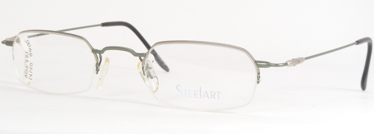 Vintage SteeLart 2121 Sat.silver/Grün Einzigartig Rare Brille 47-22-139 ... - $96.02