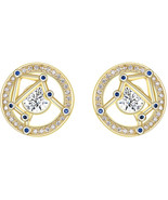 Libra Sterling Sliver CZ Horoscope Zodiac Constellation Stud Earrings Go... - £46.29 GBP
