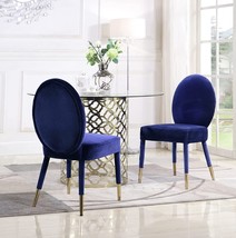 Iconic Home Leverett Dining Chair Upholstered Oval Back Armless Design, Navy - £346.91 GBP