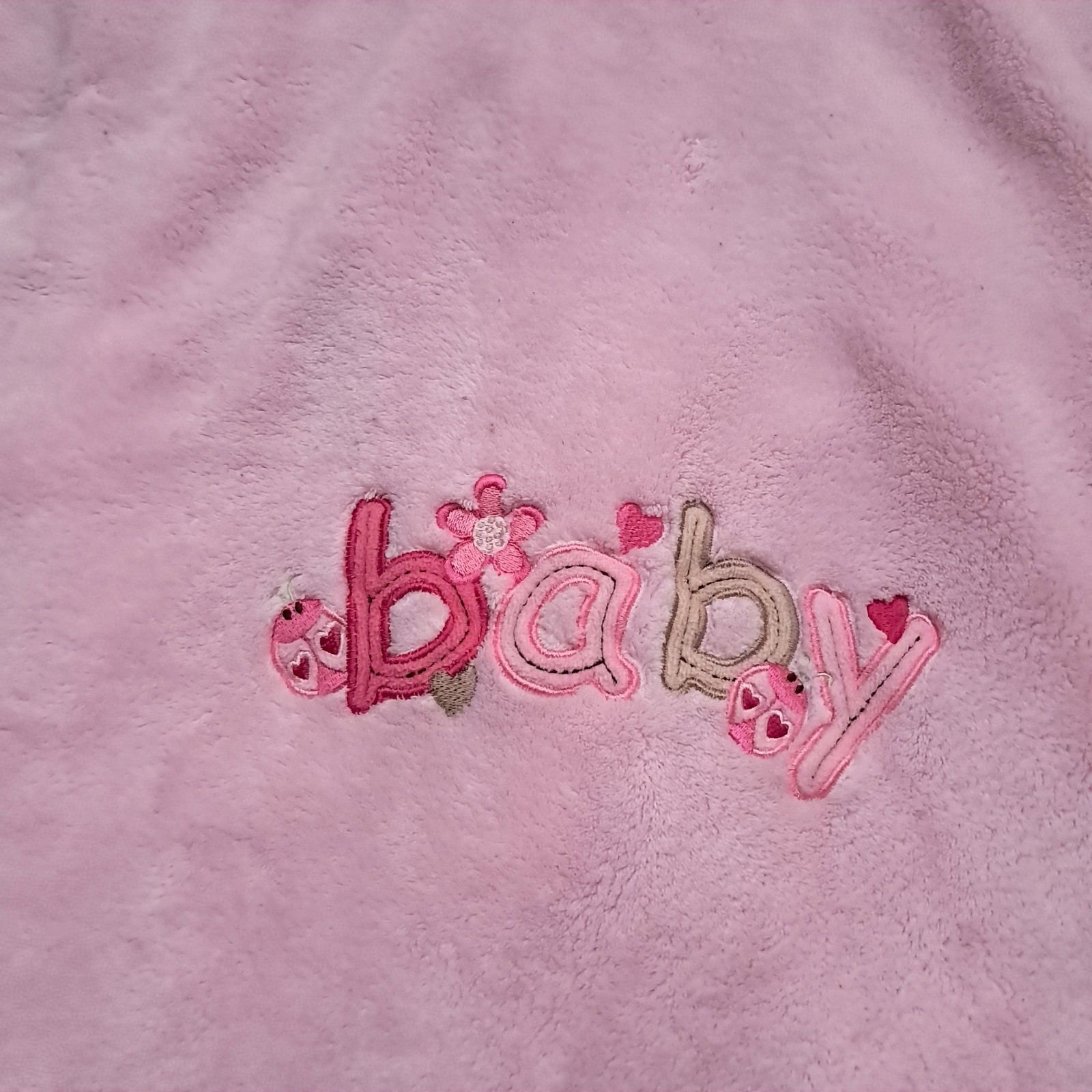 Just Born baby blanket pink ladybug letters flowers hearts girls soft Vi... - $75.00