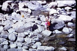 1974 Pretty Mom Cute Girl, Yosemite Shallow Craggy Spring Kodachrome 35mm Slide - £2.33 GBP