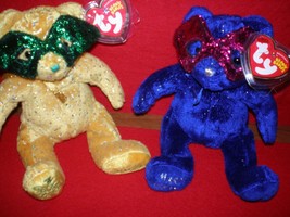 Ty Beanie Baby Masque &amp; Mardi Gras Happy New Year 2005 Masked Bears - £16.34 GBP