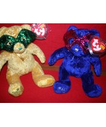 TY Beanie  Baby MASQUE &amp; MARDI GRAS Happy New Year 2005 Masked Bears - $388.28 MXN