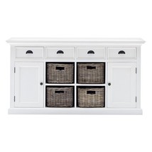 63" White Solid Wood Four Drawer Sideboard with Two Doors - $24,705.73 MXN