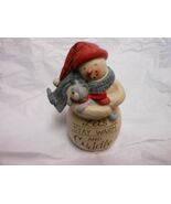 Blossom Bucket  &quot;Snowman Holding Cat - Let&#39;s Stay Warm Cuddle&quot; Figurine ... - $409.81 MXN