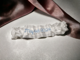 Your Date Custom Embroidered Wedding Garter Throw Personalized - £11.19 GBP