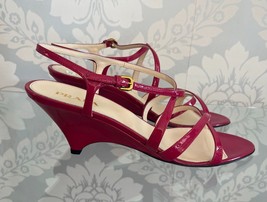 PRADA Red Strappy Patent Leather Open Toe Wedge Sandals Sz 41 $795 - $346.40