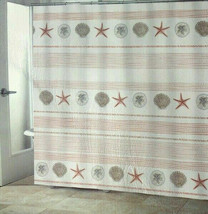 Stonington Sand Dollar Starfish Shell Fabric Shower Curtain Nautical Summer - £30.38 GBP