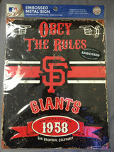 San Francisco Giants Embossed Metal Sign Obey The Rules Vintage Look - £15.92 GBP