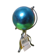 11&quot;T World Globe On Metal Base Small Desk Decor Blue New W/Tag Made In I... - $15.84