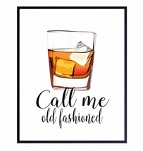 Call Me Old Fashioned Typography Poster, Whiskey Bar Decor, Cocktail Wall Art, - £30.80 GBP