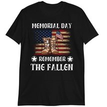 USA Flag American Memorial Day T-Shirt, Remember The Fallen Shirt Dark H... - $19.55+