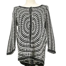 Nicole Miller Cardigan Sweater Womens Large Black and White Button Down LS - £12.45 GBP