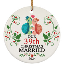 Our 39th Years Christmas Married Ornament Gift 39 Anniversary Cute Turtle Couple - $15.79