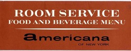 Americana of New York Hotel Room Service Menu 1966 on 7th Avenue New York City - £30.03 GBP