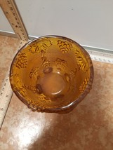 Beautiful Jeannette Glass Amber Red Flash Footed Candy Bowl - £8.71 GBP