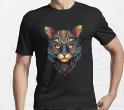 Abstract Geometric Cat Pattern - Blue &amp; Orange Active T-Shirt - £17.04 GBP