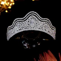 Luxury Cubic Zirconia Tiaras Couronne De Mariage A01449 Curved Crown Bridal Tiar - £110.31 GBP