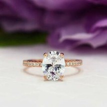 2.25 ctw Oval LC Moissanite Solitaire Engagement Ring 14K Rose Gold Plated - £327.86 GBP