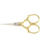 Gingher Gold Handled Epaulette Embroidery Scissors 3.5&quot; W/Leather Sheath - $20.24