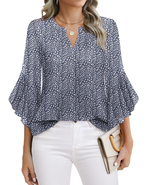 Blouses for Women 3/4 Ruffle Sleeve Summer Tops V Neck Business Work Blo... - €37,98 EUR