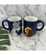 Disney Lady and the Tramp Large Coffee Mug Set Blue 3d Dogs His Hers Cups - $687.41 MXN