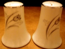 VINTAGE FINE PORCELAIN SALT/PEPPER SHAKERS TULIP DESIGN CREATIVE ROYAL E... - £9.41 GBP